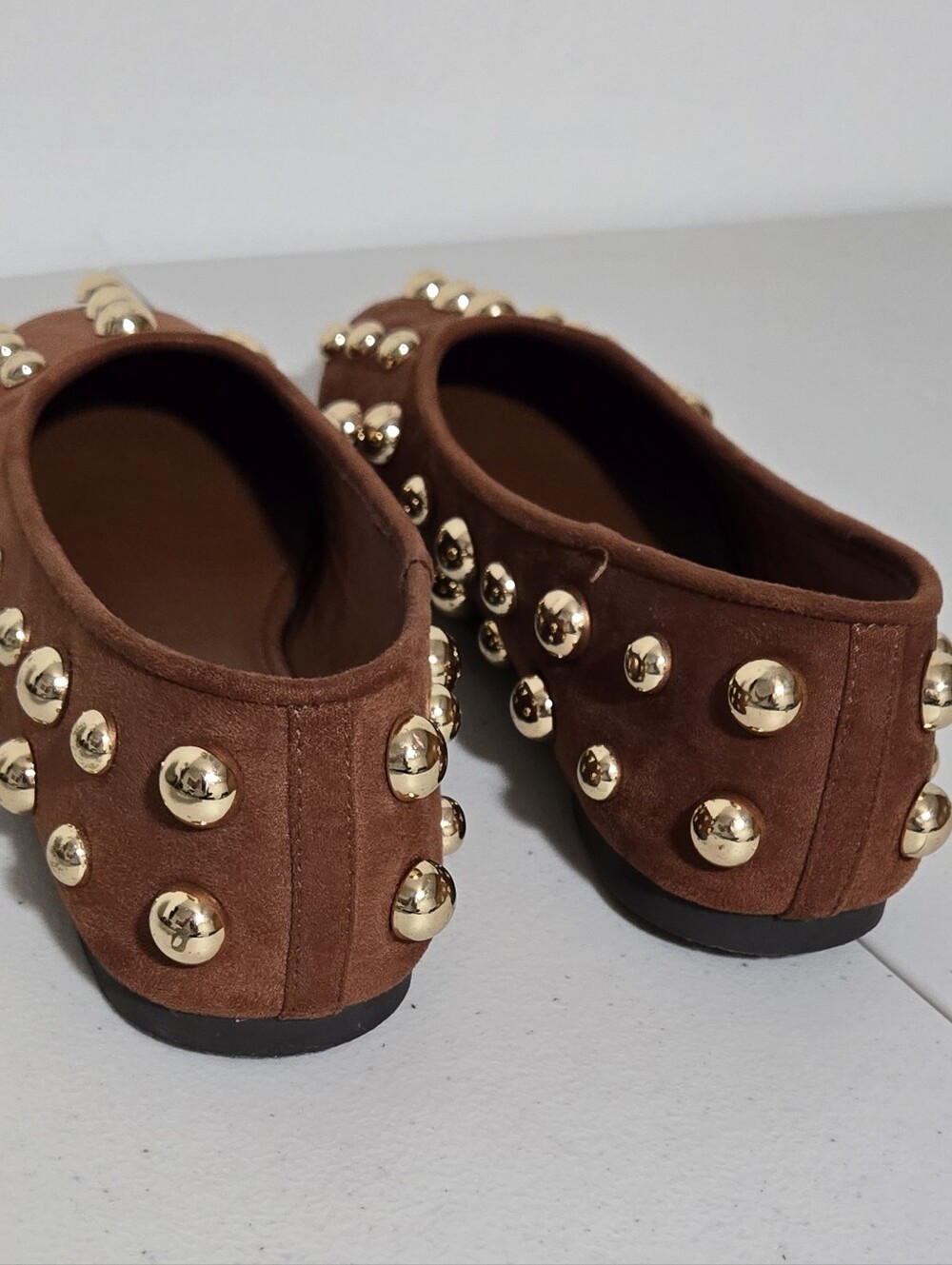 Abound Rust Brown Suede Ballet Flats with Gold Studs Size 9 - Picture 4 of 9